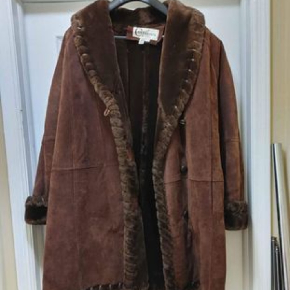 Women's Brown Leather Suede Coat